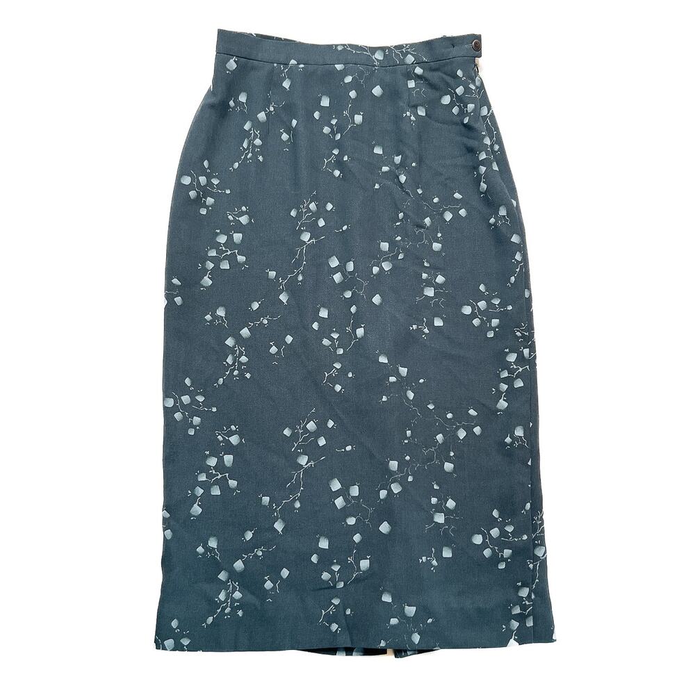Jones Wear Vintage Geometric Print Dart Skirt Maxi Pencil Gray Women's 10 90s